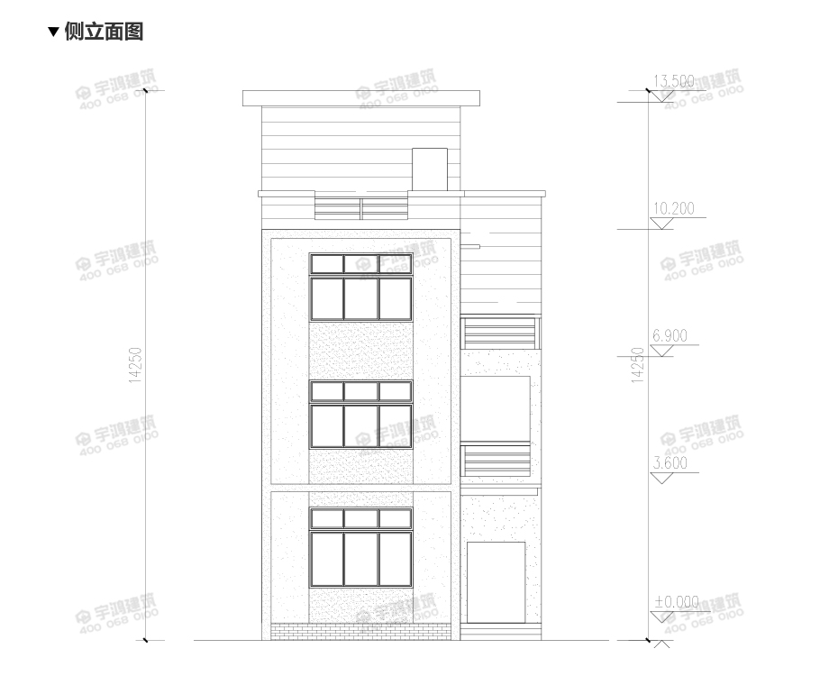 110平三層現代風農村房屋設計全套圖紙