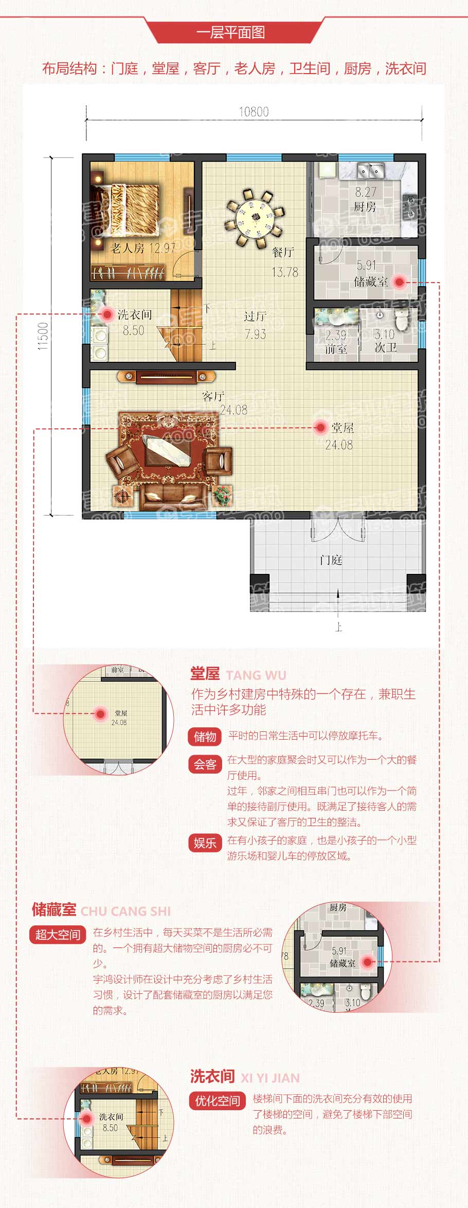 11x14米帶堂屋農(nóng)村自建房設計圖紙