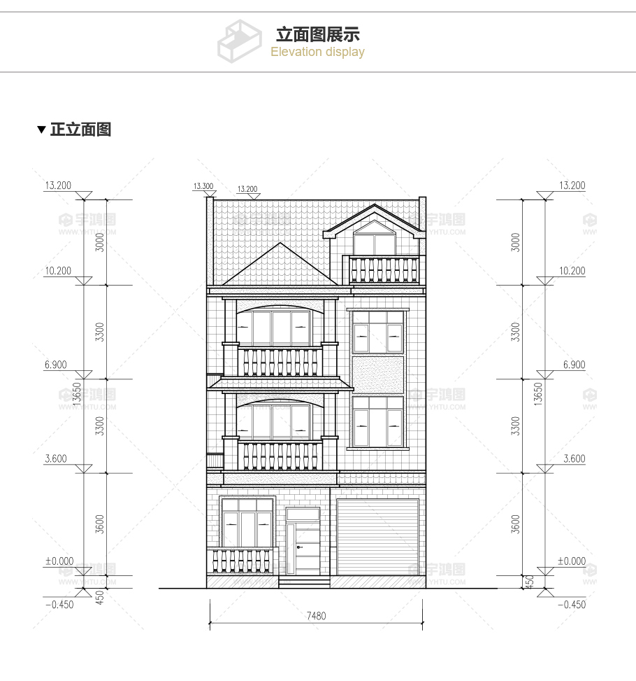 帶庭院漂亮三層歐式農(nóng)村小別墅設(shè)計圖紙及效果圖片