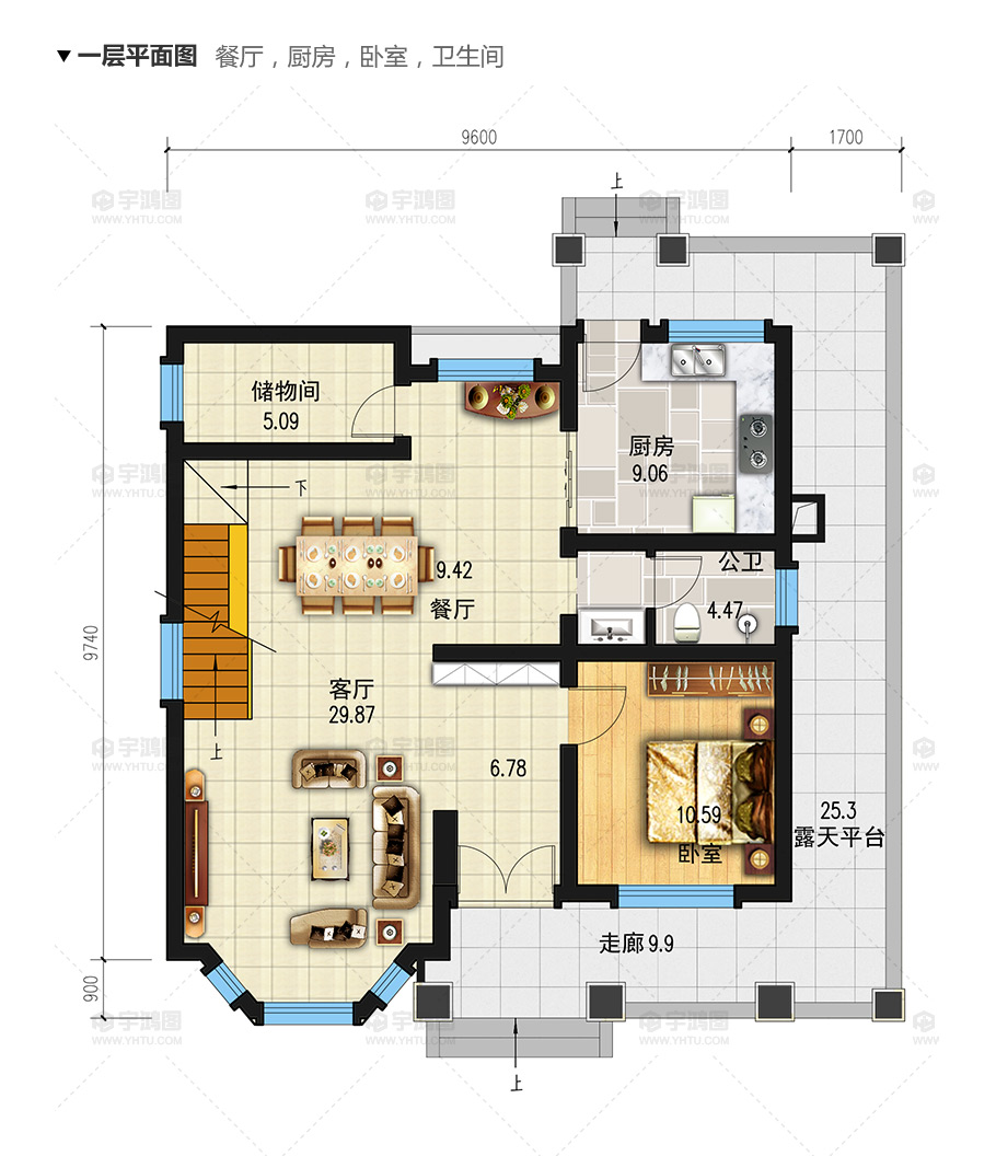90平帶地下室歐式農村別墅設計圖，造價20萬還帶閣樓