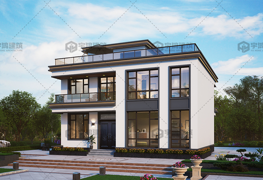 戶(hù)型方正三層現(xiàn)代別墅全套圖紙