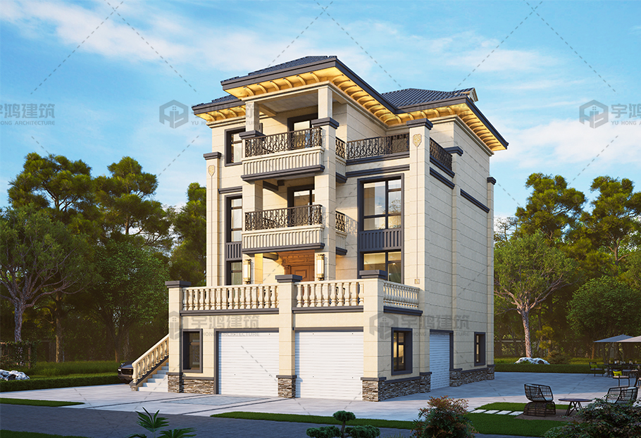 帶架空層的三層歐式別墅全套圖紙