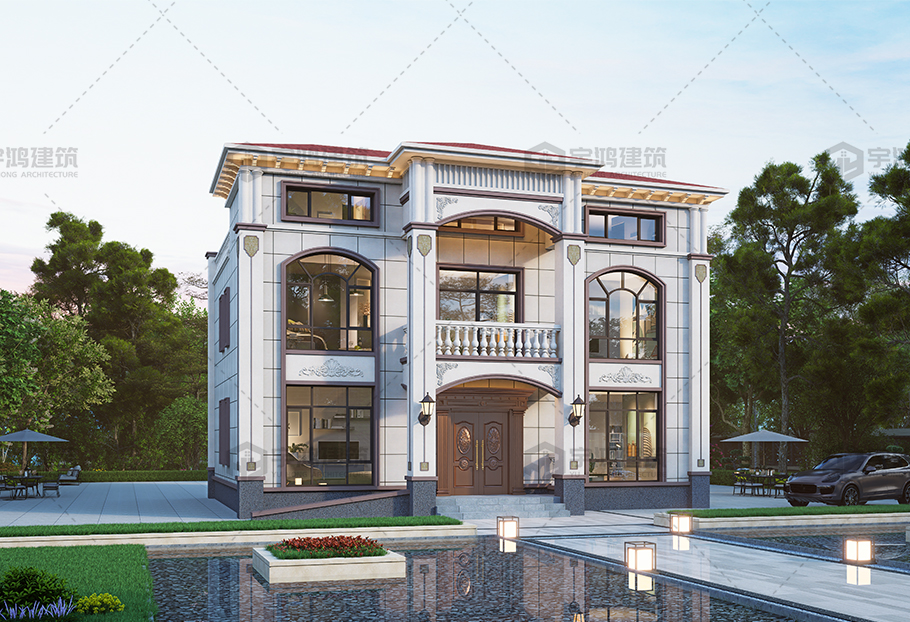 帶堂屋占地約150平方的三層歐式別墅全套圖紙